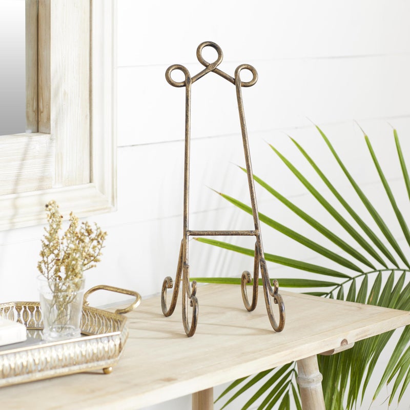 Deco 79 Metal Display Easel Scroll Tabletop Easel, Display Stand 7" x 10" x 19", Gold - Image 3